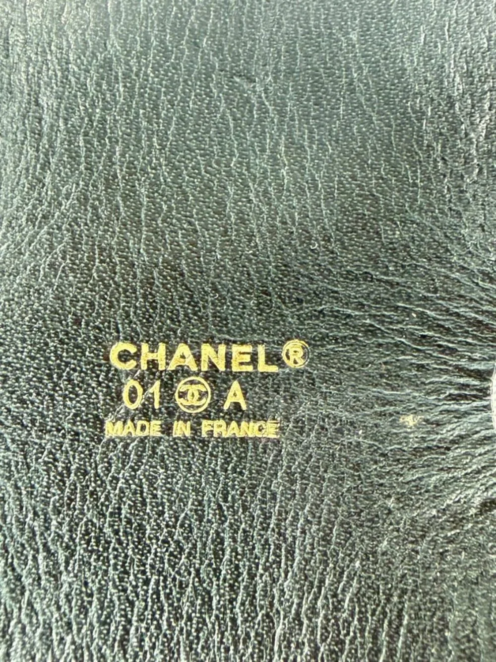 CHANEL Vintage 2001 Black Leather Cuff Bracelet COCO Print Double Buckles